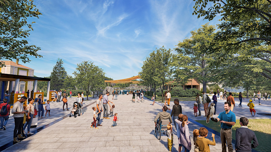 An artist's rendering of the renovated North Gate at Brookfield Zoo Chicago.