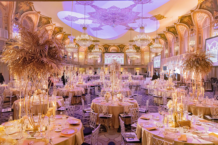 A decorated ballroom at the Hilton Chicago, where Brookfield Zoo Chicago's gala was held in 2026