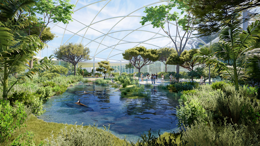 A rendering of the new Over Rivers to the Gulf habitat that Brookfield Zoo Chicago will have under the Next Century Plan.